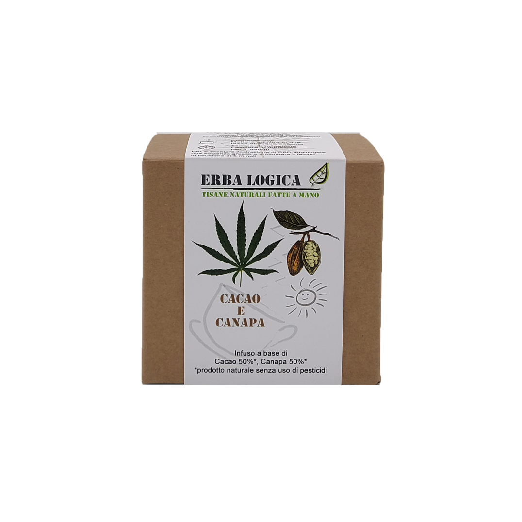 confezione integratore alimentare infuso cacao e canapa erbalogica