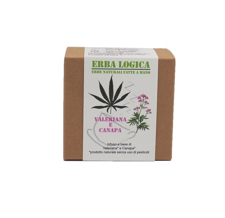 confezione integratore alimentare infuso valeriana e canapa erbalogica