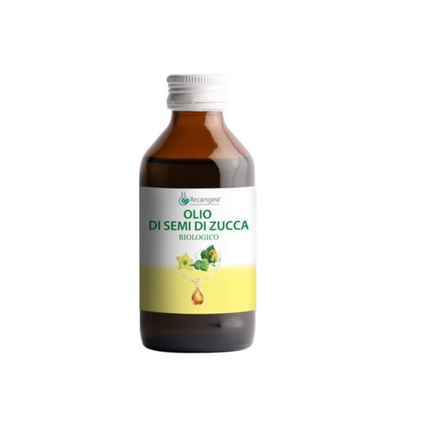 Flacone di Olio di semi di zucca Arcangea integratore naturale per il benessere della prostata